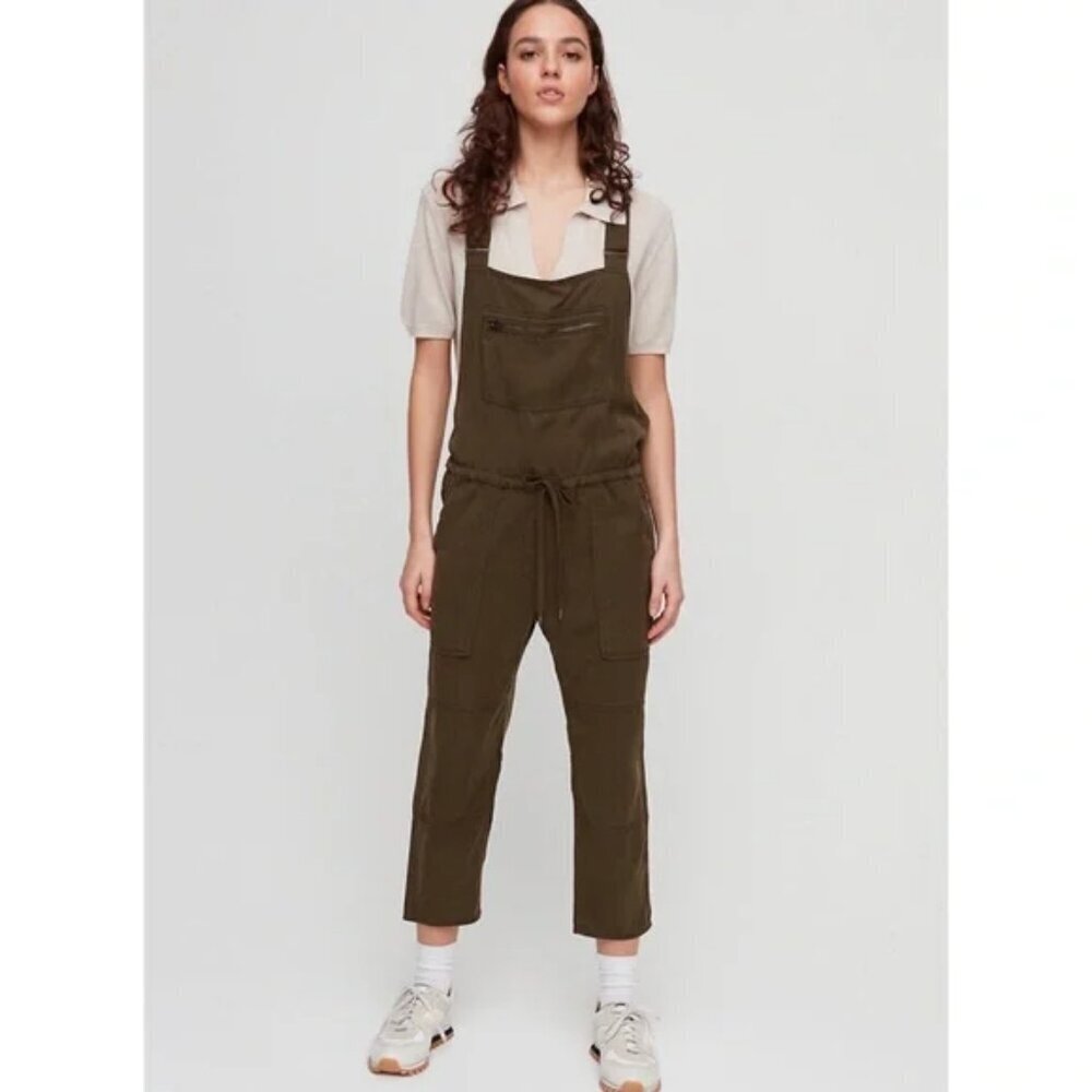 Aritzia Wilfred Free Valletta Overalls Jumpsuit Lyocell Dark Green Size Small
